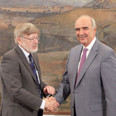 Meeting of the President of the Hellenic Parliament Mr Vangelis Meimarakis with the President of the Legislative Council of Victoria,  Mr Bruce Atkinson and the   Speaker of the Legislative Assembly of Victoria, Mr Ken Smith