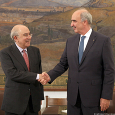 Meeting of the Speaker of the Hellenic Parliament, Mr. Vangelis Meimarakis, with the Speaker of the House of Representatives of Cyprus, Mr. Giannakis Omirou