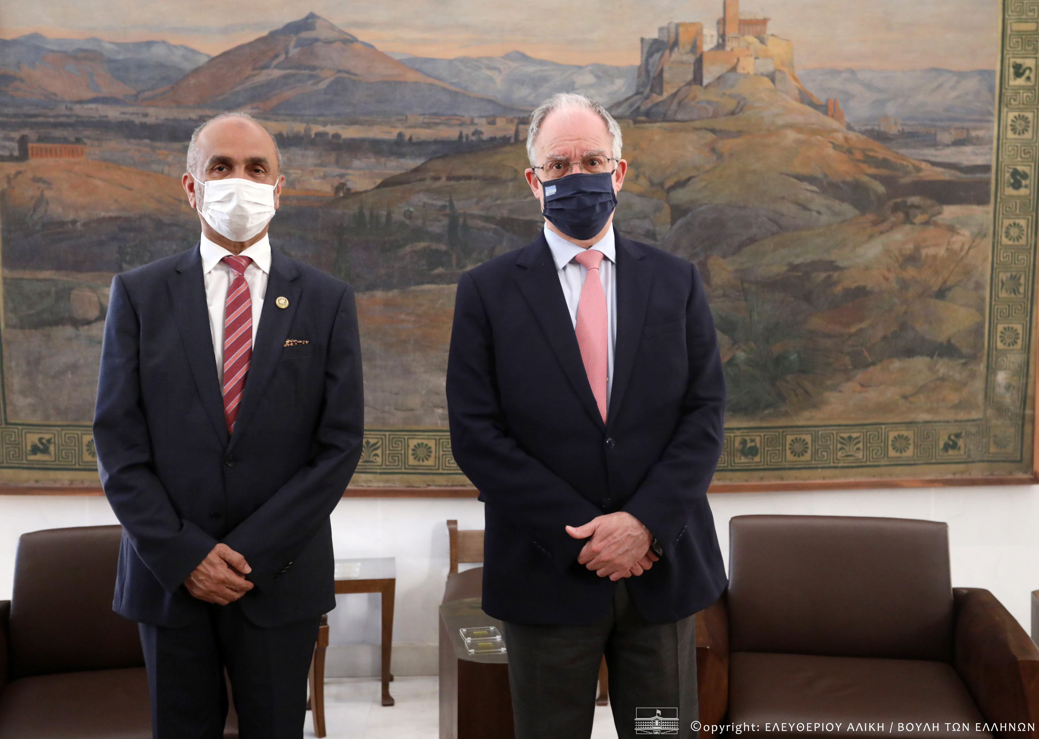 Meeting of President of Hellenic Parliament with President of Global Council for Tolerance and Peace