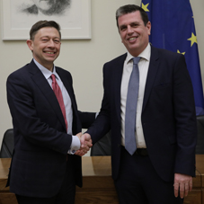Deputy Chair of Committee on National Defence and Foreign Affairs Dimitris Kairidis meets with French National Assembly MP Jean Louis Thieriot